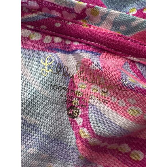 Lilly Pulitzer Abstract Print Henley Pima Cotton Top XS - Picture 4 of 5